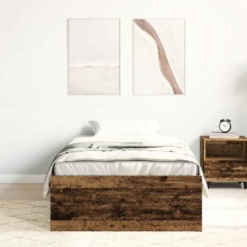 Old Wood Bed Frame 90x200cm - Engineered Wood Sleep Solution