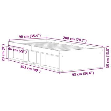 Old Wood Bed Frame 90x200cm - Engineered Wood Sleep Solution