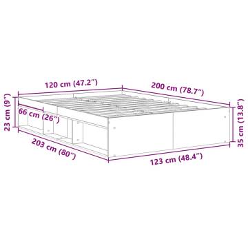 Artisan Oak Bed Frame 120x200cm - Engineered Wood