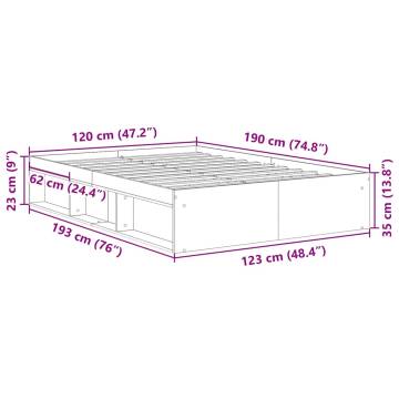 Artisan Oak Bed Frame 120x190cm - Small Double Engineered Wood