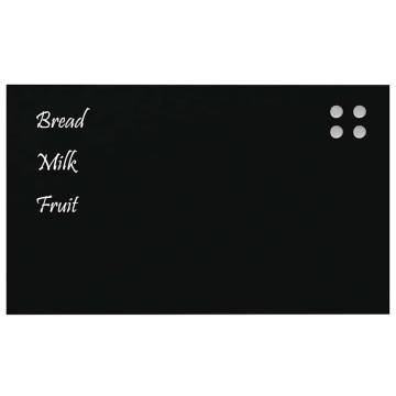 Wall-mounted Magnetic Board Black 100x60 cm Tempered Glass