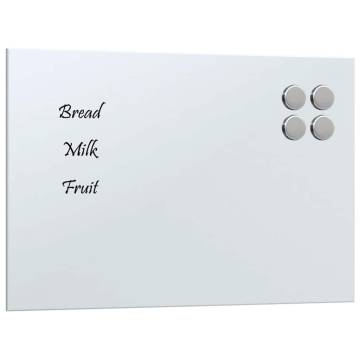 Wall-mounted Magnetic Board White 40x30 cm - Tempered Glass