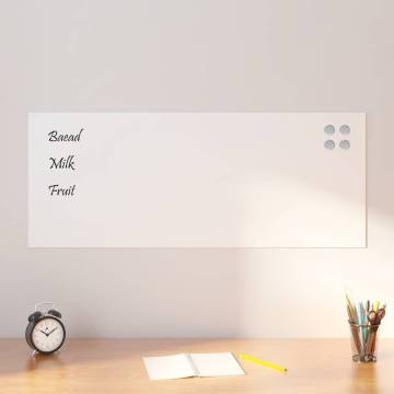 Wall-mounted Magnetic Board White 100x40 cm - Tempered Glass