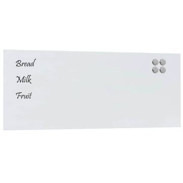 Wall-mounted Magnetic Board White 100x40 cm - Tempered Glass