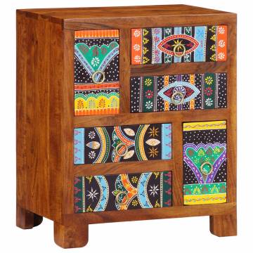 Vibrant Multicolour Sideboard - Solid Wood Acacia - 50x35x60