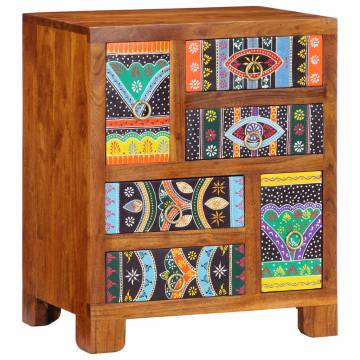 Vibrant Multicolour Sideboard - Solid Wood Acacia - 50x35x60