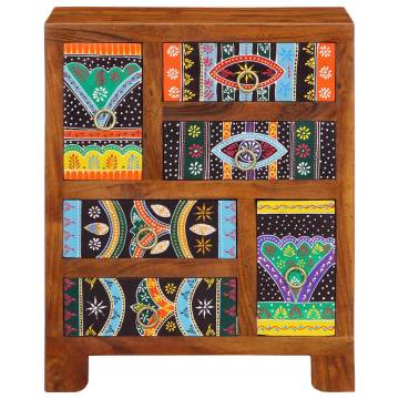 Vibrant Multicolour Sideboard - Solid Wood Acacia - 50x35x60