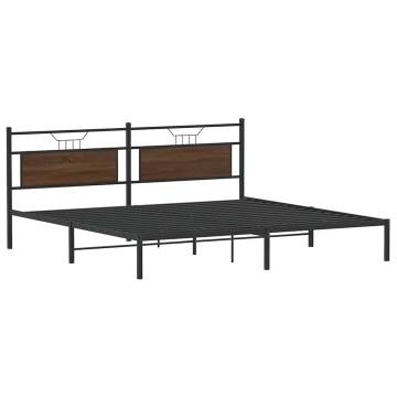 Brown Oak Bed Frame 200x200 cm - Stylish & Durable | Hipomarket