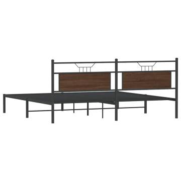 Brown Oak Bed Frame 200x200 cm - Stylish & Durable | Hipomarket