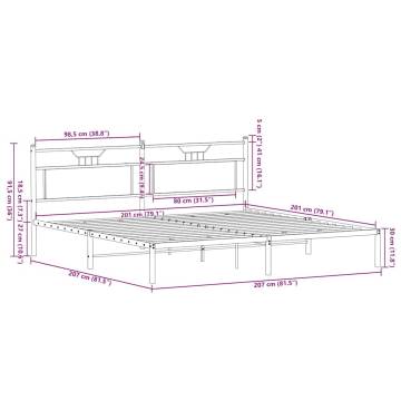 Brown Oak Bed Frame 200x200 cm - Stylish & Durable | Hipomarket