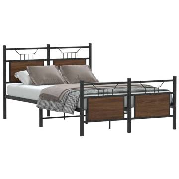 Brown Oak Bed Frame 120x200 cm - Durable Engineered Wood