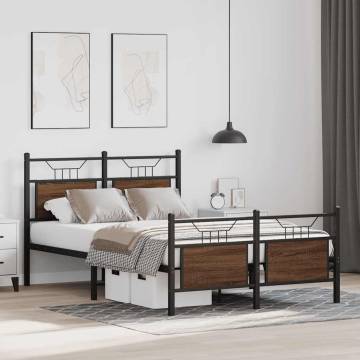 Brown Oak Bed Frame 120x200 cm - Durable Engineered Wood