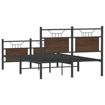 Brown Oak Bed Frame 120x200 cm - Durable Engineered Wood