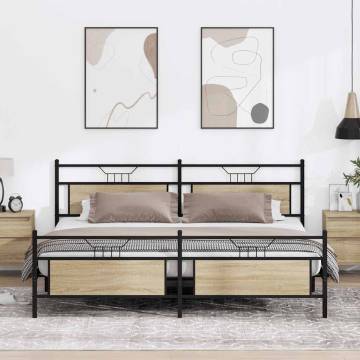 Metal Bed Frame Sonoma Oak 200x200 cm - Stylish & Durable