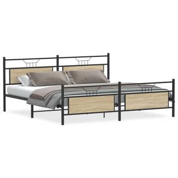 Metal Bed Frame Sonoma Oak 200x200 cm - Stylish & Durable