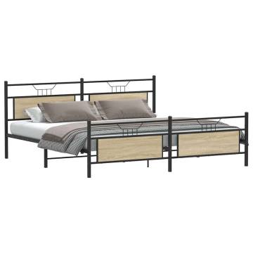 Metal Bed Frame Sonoma Oak 200x200 cm - Stylish & Durable