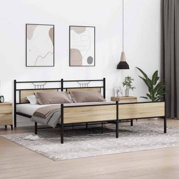 Metal Bed Frame Sonoma Oak 200x200 cm - Stylish & Durable