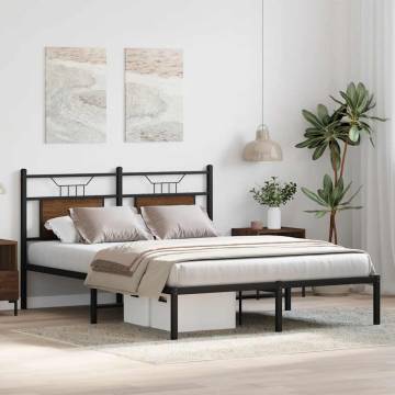 Brown Oak Bed Frame 140x190 cm | Durable, Stylish & Spacious