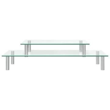 2-Tier Monitor Stand Transparent Glass - Organize Your Desk