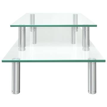 2-Tier Monitor Stand Transparent Glass - Organize Your Desk