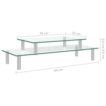 2-Tier Monitor Stand Transparent Glass - Organize Your Desk