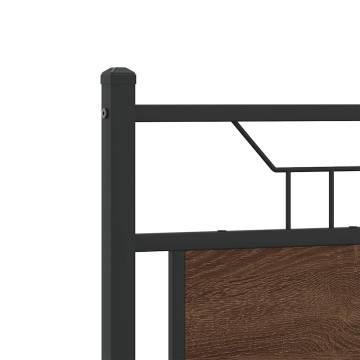 Stylish Brown Oak Headboard - 120 cm Engineered Wood & Steel