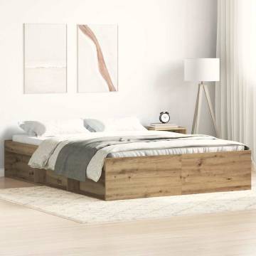 Artisan Oak Bed Frame 140x190cm - Engineered Wood Quality