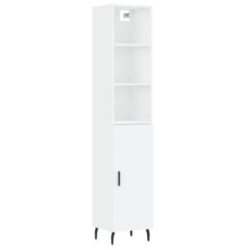 Elegant Highboard in White - 34.5x34x180 cm Engineered Wood