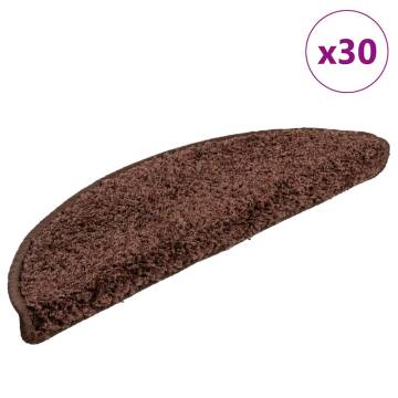 Stair Mats 30 pcs Brown 56x17x3 cm | Non-Slip & Washable