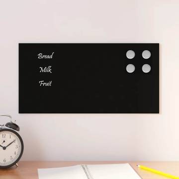 Wall-Mounted Magnetic Board Black - 40x20 cm Tempered Glass