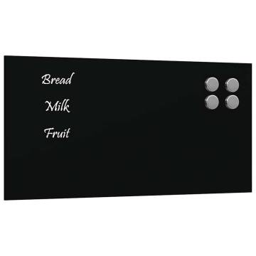 Wall-Mounted Magnetic Board Black - 40x20 cm Tempered Glass