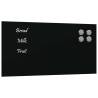 Wall-Mounted Magnetic Board Black - 40x20 cm Tempered Glass