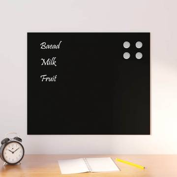 Wall-mounted Magnetic Board Black 60x50 cm - Tempered Glass