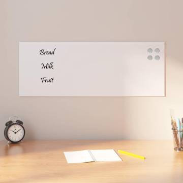 Wall-mounted Magnetic Board White 80x30 cm - Tempered Glass