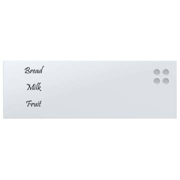 Wall-mounted Magnetic Board White 80x30 cm - Tempered Glass