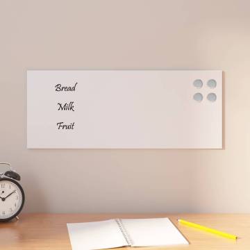 Wall-mounted Magnetic Board White 50x20 cm - Durable Glass