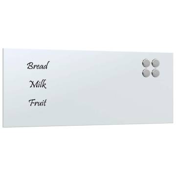 Wall-mounted Magnetic Board White 50x20 cm - Durable Glass