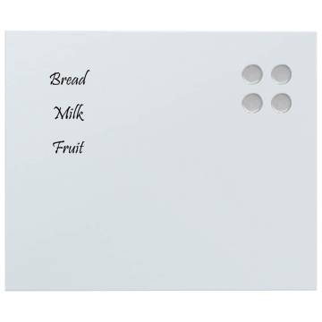 Wall-mounted Magnetic Board White 60x50 cm - Durable Tempered Glass