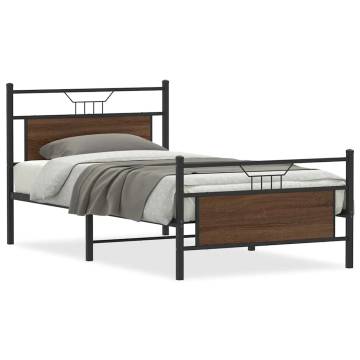 Brown Oak Bed Frame 100x190 cm - Sturdy & Stylish | HipoMarket