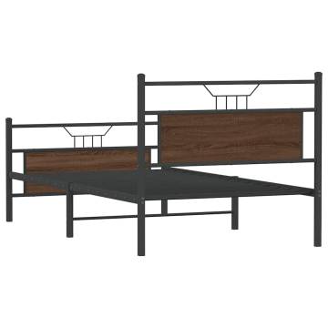 Brown Oak Bed Frame 100x190 cm - Sturdy & Stylish | HipoMarket