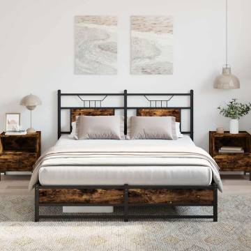 Smoked Oak Bed Frame 140x200 cm - Durable & Stylish