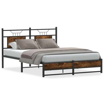 Smoked Oak Bed Frame 140x200 cm - Durable & Stylish