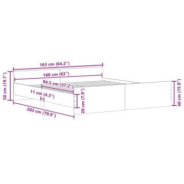 Bed Frame without Mattress Old Wood 160x200cm - Hipomarket