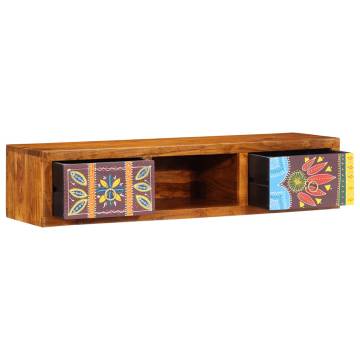 Wall-Mounted TV Cabinet - Multicolour Solid Wood Acacia