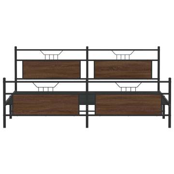 Metal Bed Frame without Mattress - Brown Oak 193x203 cm