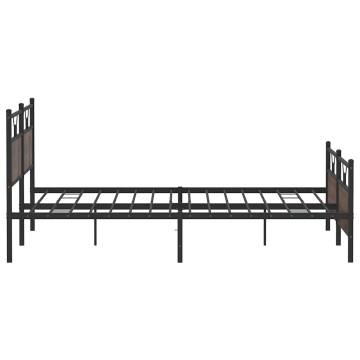 Metal Bed Frame without Mattress - Brown Oak 193x203 cm