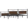 Metal Bed Frame without Mattress - Brown Oak 193x203 cm