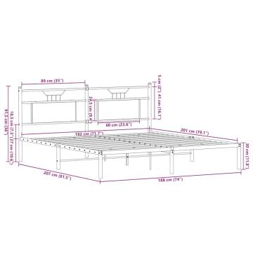 Brown Oak Bed Frame 183x203 cm - Durable & Stylish