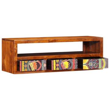 Wall-Mounted TV Cabinet - Multicolour Solid Wood Acacia