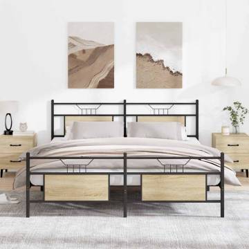 Sonoma Oak Metal Bed Frame 180x200 cm - Super King Size